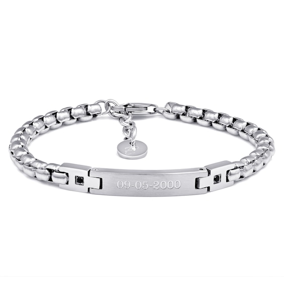 Stainless Steel Men's Engravable ID Link Bracelet (1 Line)