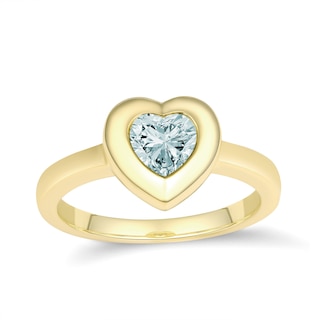 Bezel-Set Heart Birthstone Ring (1 Stone)