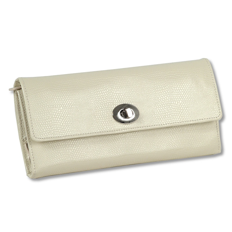 WOLF London Travel Jewelry Roll Cream Leather