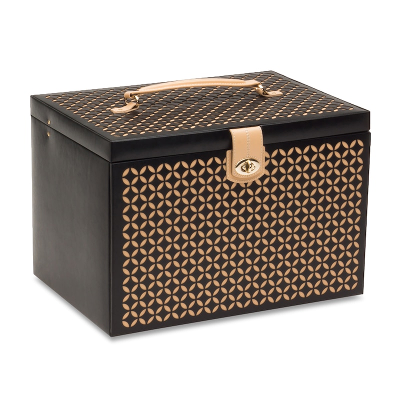 Wolf Chloé Extra Large Jewelry Box Black/Tan Leather