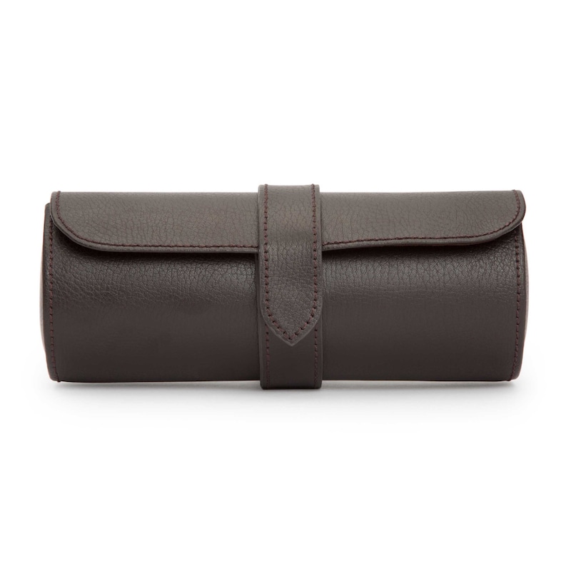 WOLF Blake Watch Roll Brown Vegan Leather