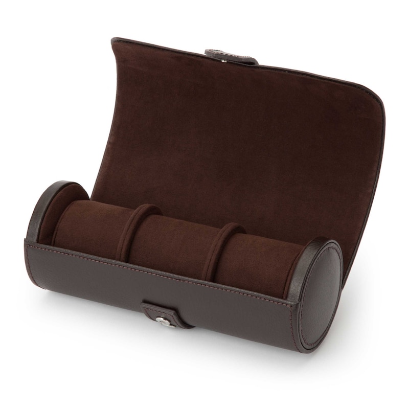 WOLF Blake Watch Roll Brown Vegan Leather