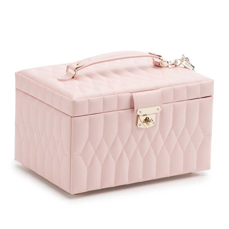 WOLF Caroline Medium Jewelry Box Rose Quartz Leather