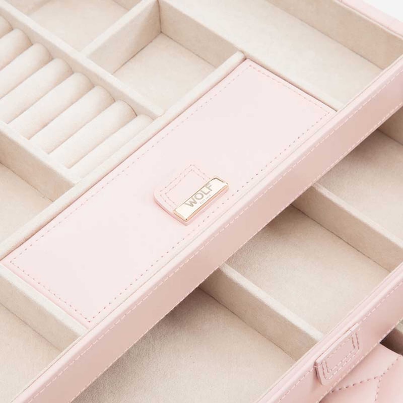 WOLF Caroline Medium Jewelry Box Rose Quartz Leather