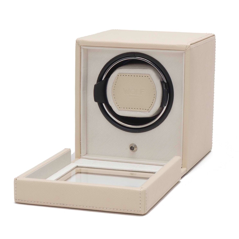 WOLF Cub Winder With Cover Cream Vegan Leather