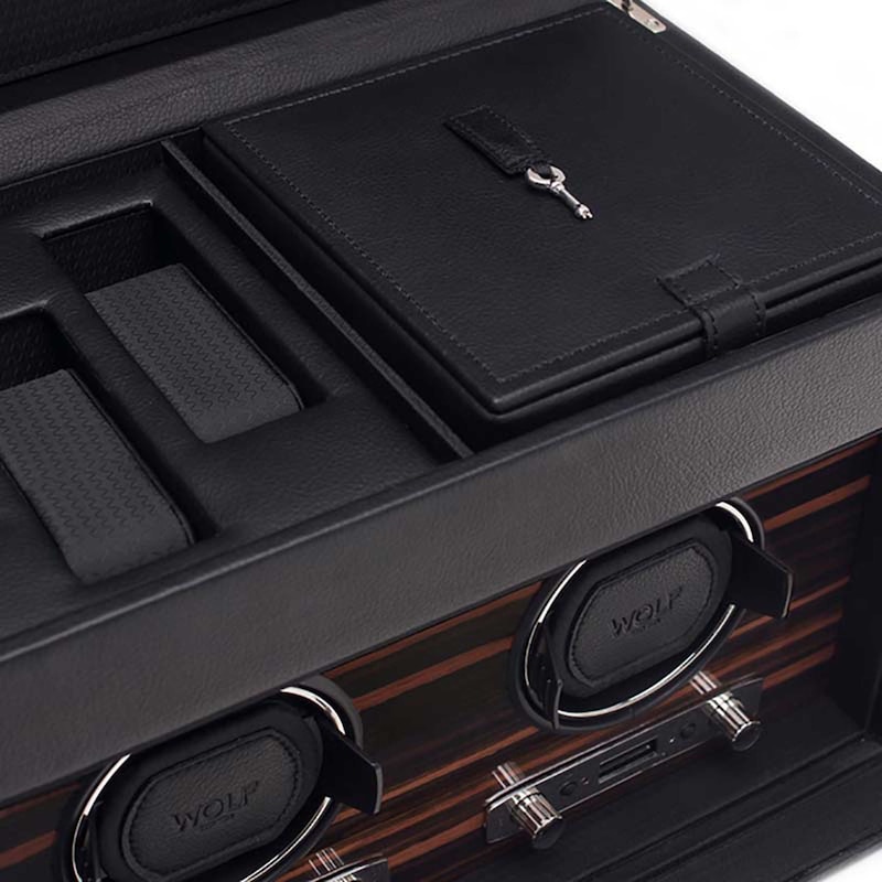 WOLF Roadster Double Watch Winder with Storage