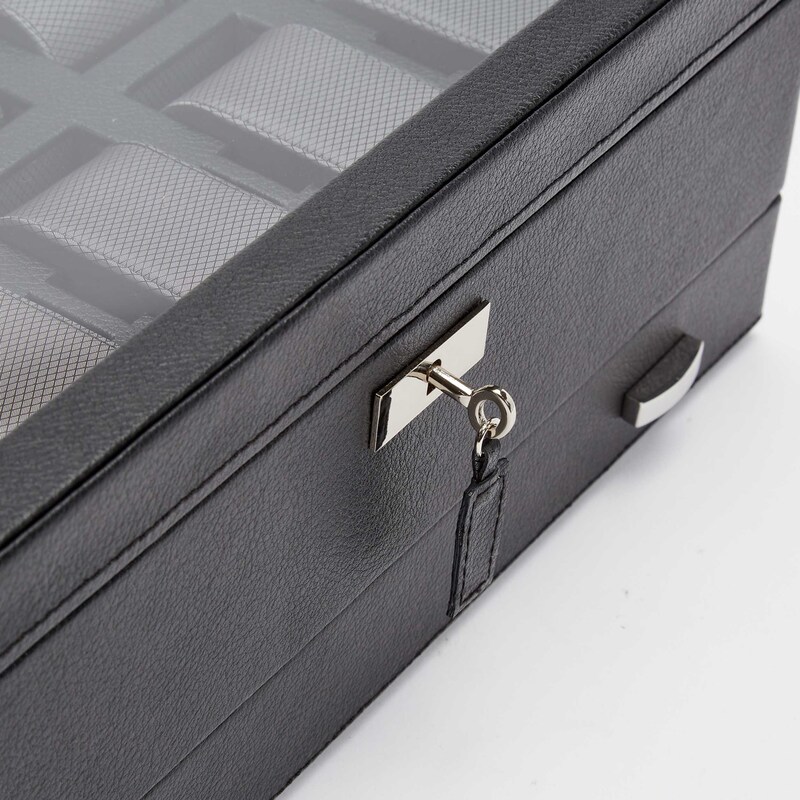 WOLF Viceroy 10 Piece Watch Box Black Vegan Leather