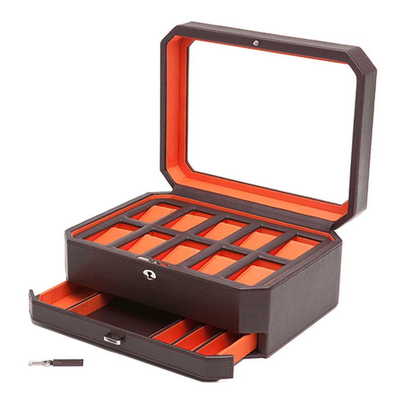 WOLF Windsor 10 Piece Watch Box with Drawer