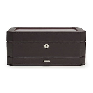 WOLF Windsor 10 Piece Watch Box with Drawer Black Vegan Leather | Jared