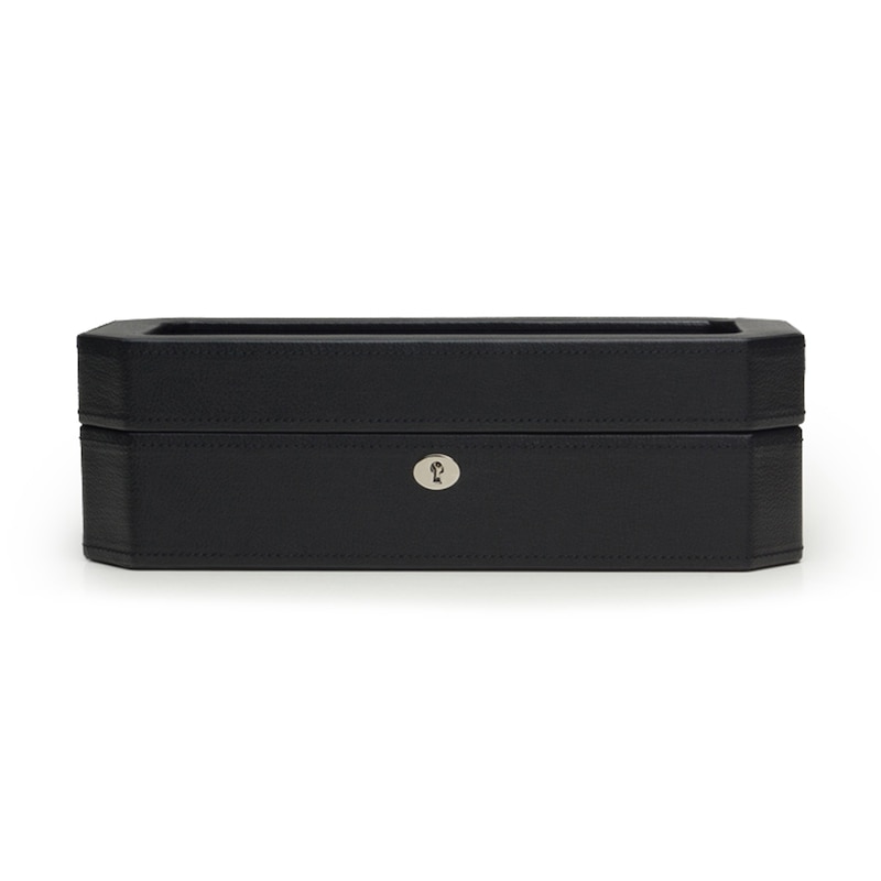 WOLF Windsor 5 Piece Watch Box Black Vegan Leather
