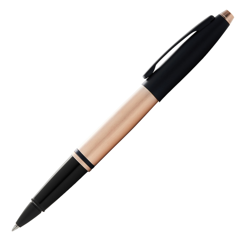 Cross Calais Brushed Rose Gold Plate and Black Lacquer Rollerball Pen