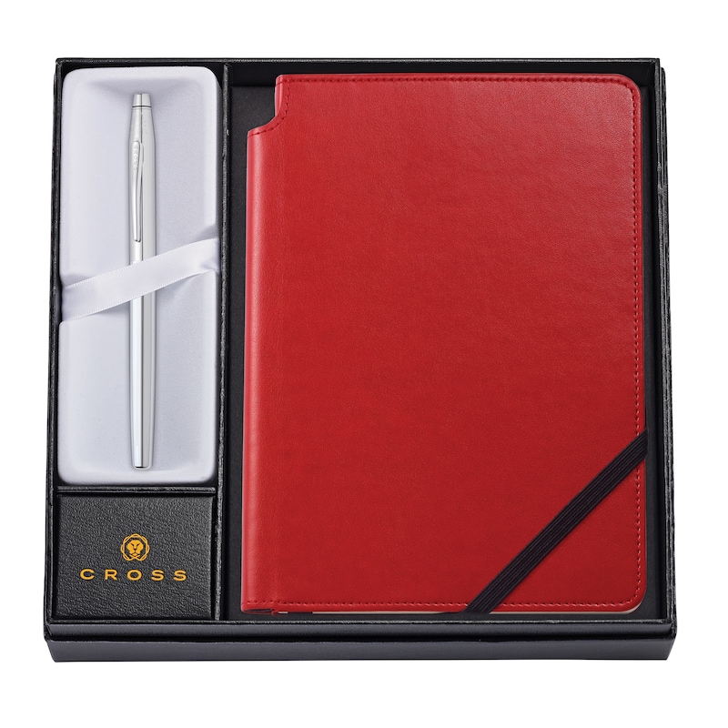 Cross Classic Century Chrome Ballpoint Pen with Medium Classic Red Journal