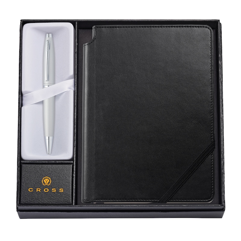 Cross Calais Satin Chrome Ballpoint Pen with Medium Classic Black Journal