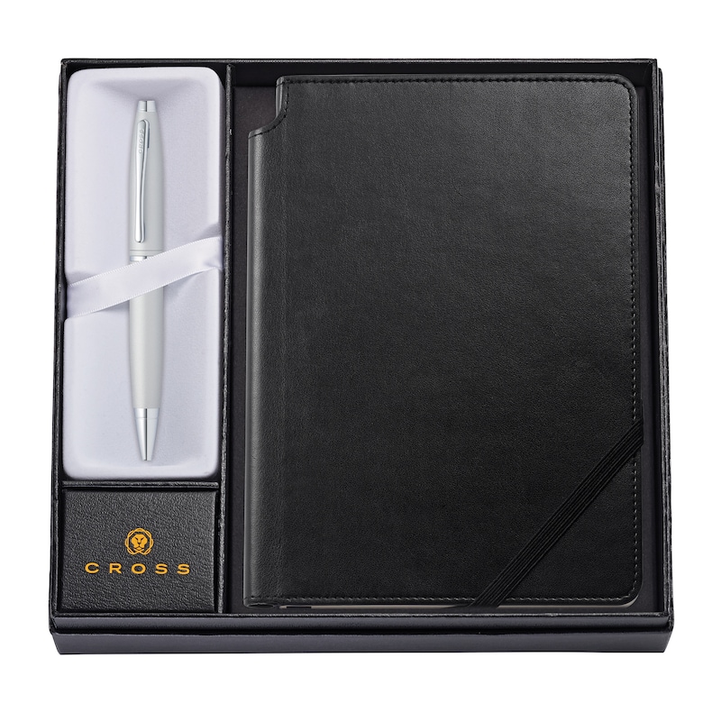 Main Image 1 of Cross Calais Satin Chrome Ballpoint Pen with Medium Classic Black Journal
