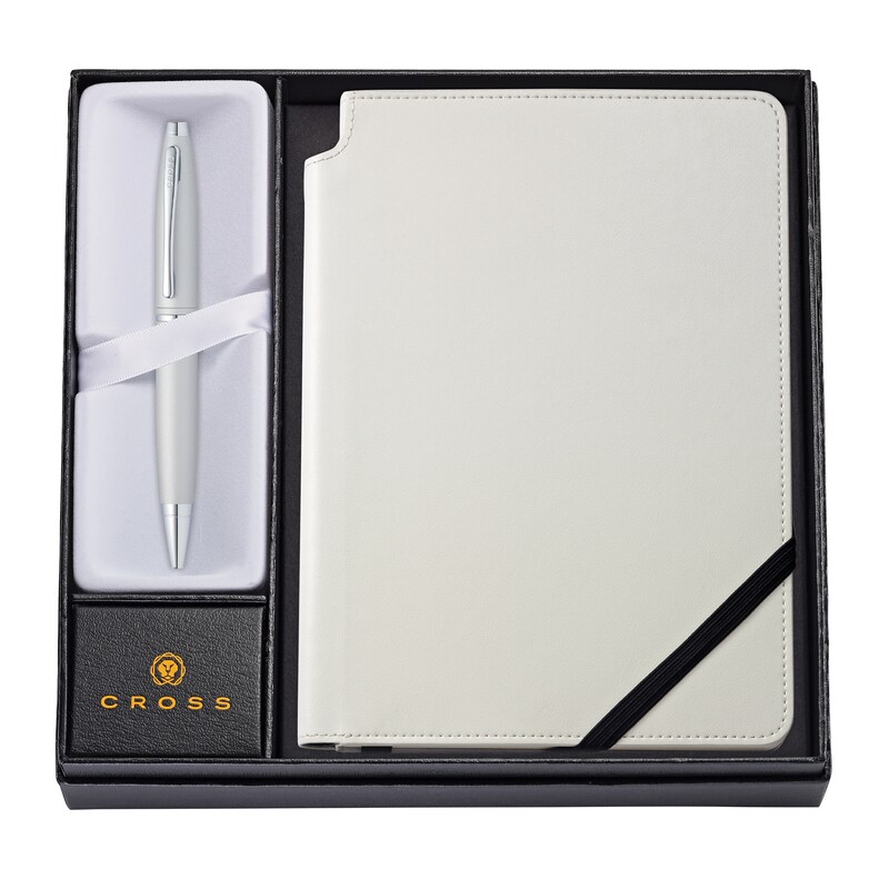 Main Image 1 of Cross Calais Satin Chrome Ballpoint Pen with Medium Classic White Journal