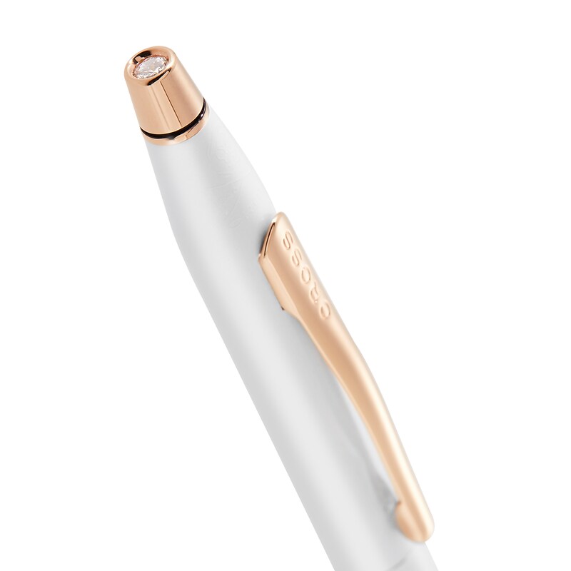 Cross Century Hearts on Fire Pearlescent White Lacquer and Diamond Ballpoint Pen