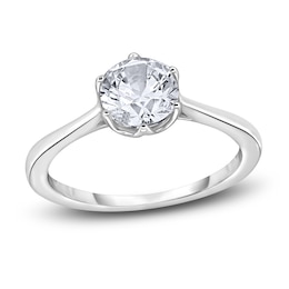 Diamond Cathedral Solitaire Engagement Ring 1 ct tw Round 14K White Gold (I2/I)