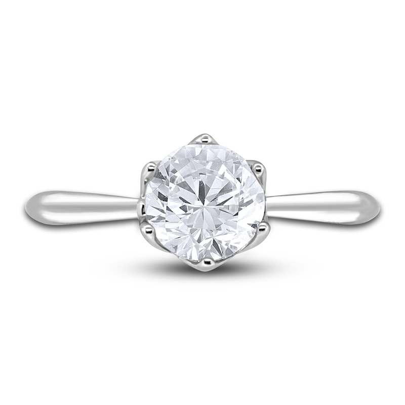 Main Image 3 of Diamond Cathedral Solitaire Engagement Ring 1 ct tw Round 14K White Gold (I2/I)