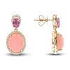 Thumbnail Image 0 of Natural Opal & Natural Pink Sapphire Dangle Earrings 1/3 ct tw Diamonds 14K Yellow Gold