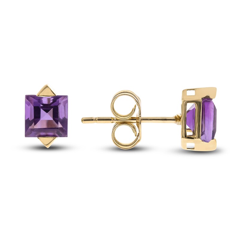 Main Image 1 of Natural Amethyst Earrings 10K Yellow Gold