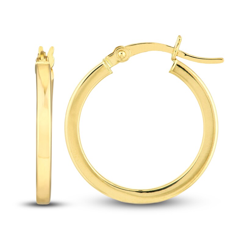 Polished Square Hoop Earrings 14K Yellow Gold 20mm