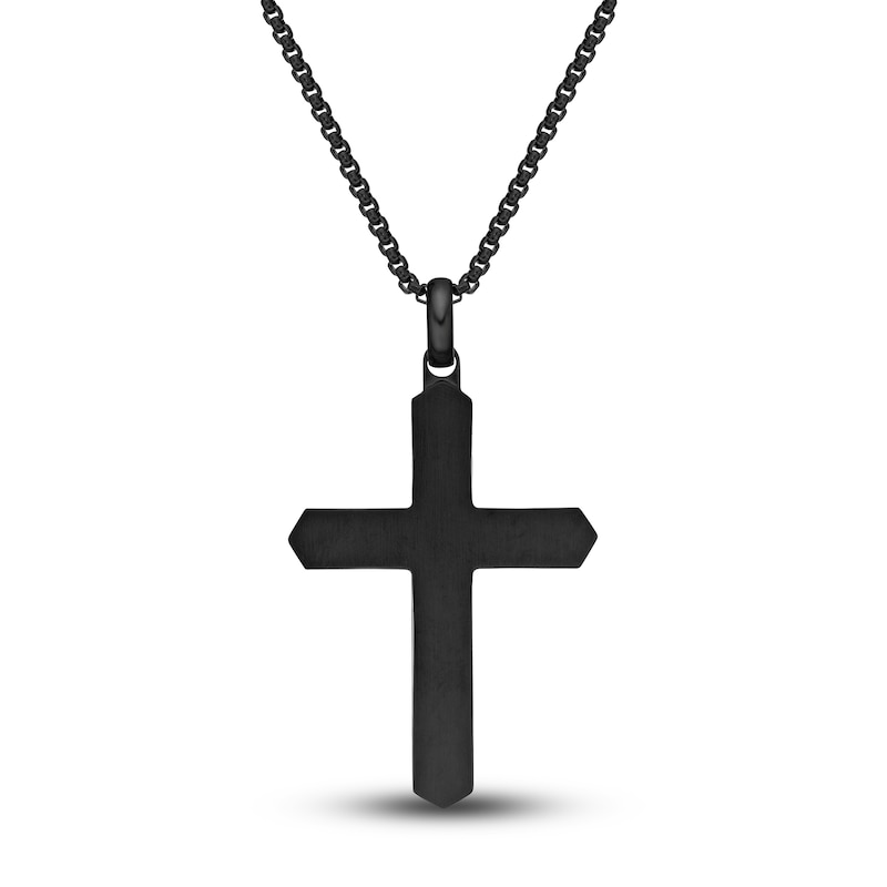 Main Image 2 of Men's Carbon Fiber Cross Necklace Stainless Steel 24"