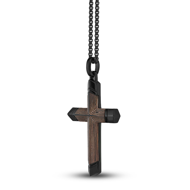 Main Image 3 of Men's Carbon Fiber Cross Necklace Stainless Steel 24"