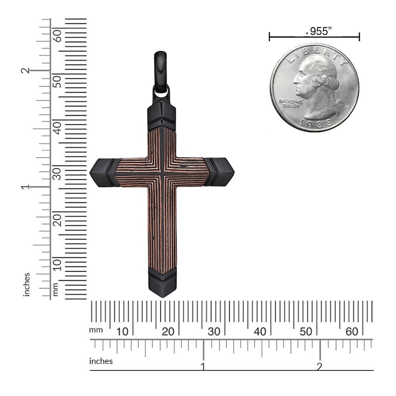 Main Image 4 of Men's Carbon Fiber Cross Necklace Stainless Steel 24"