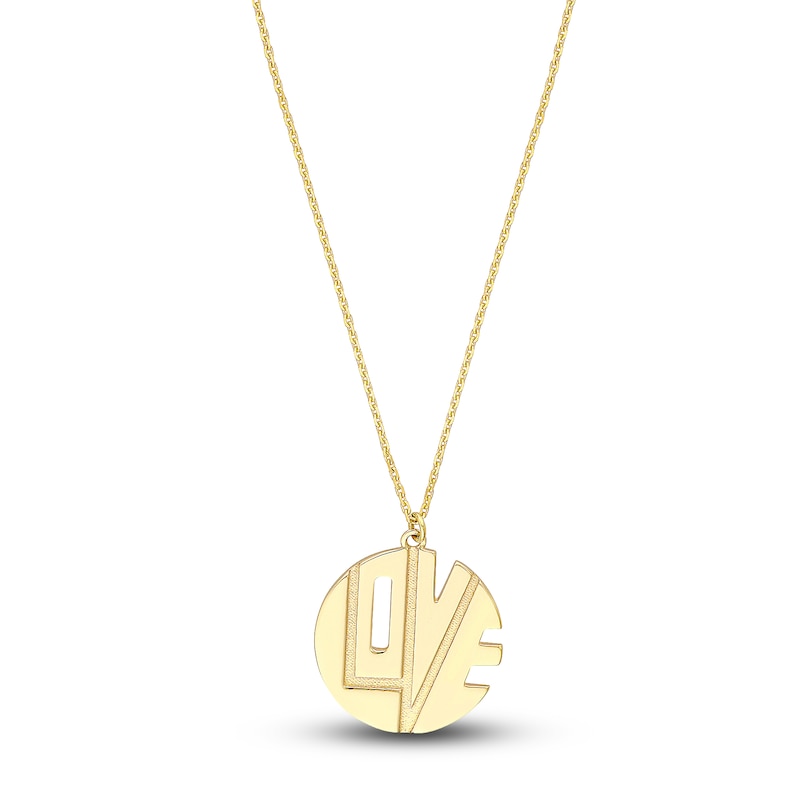 Main Image 1 of "LOVE" Cut Out Pendant Necklace 14K Yellow Gold 16"