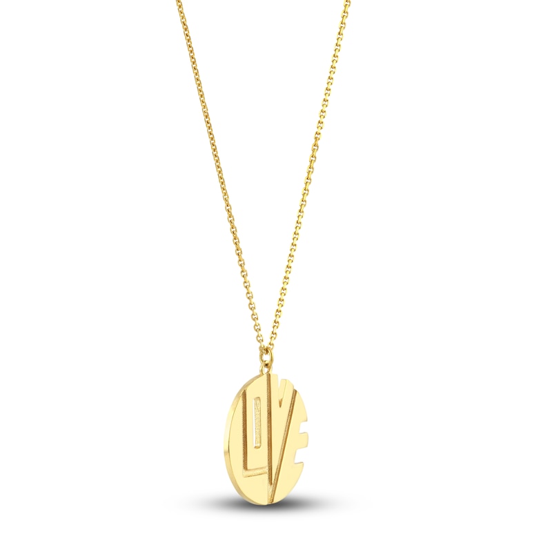 Main Image 2 of "LOVE" Cut Out Pendant Necklace 14K Yellow Gold 16"