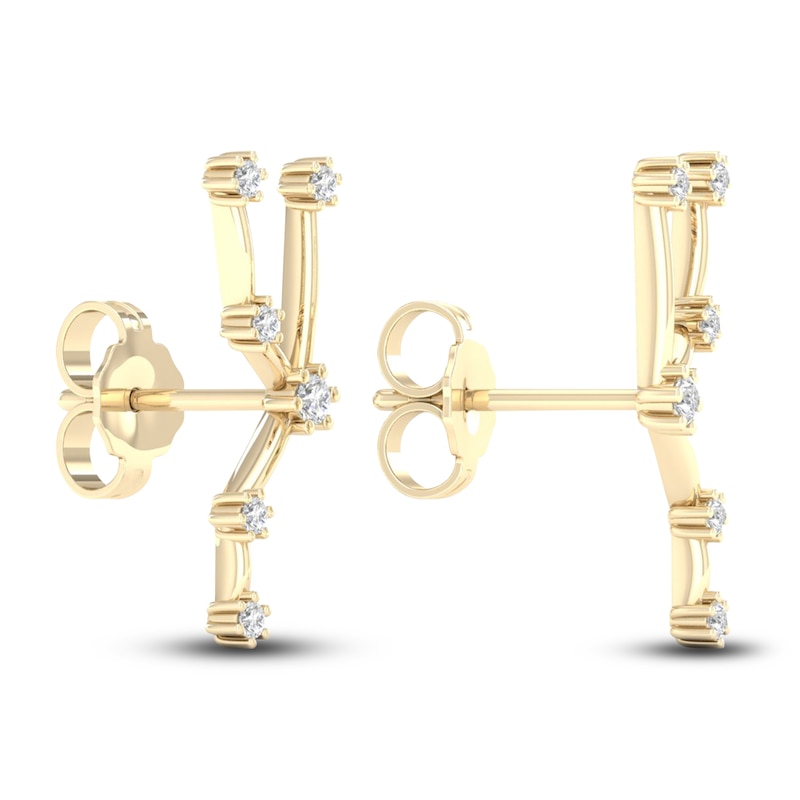 Diamond Taurus Constellation Earrings 1/8 ct tw Round 14K Yellow Gold