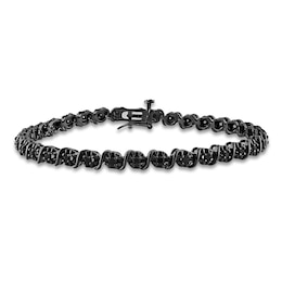 Black Diamond Tennis Bracelet 1 ct tw Round Sterling Silver 7.25"