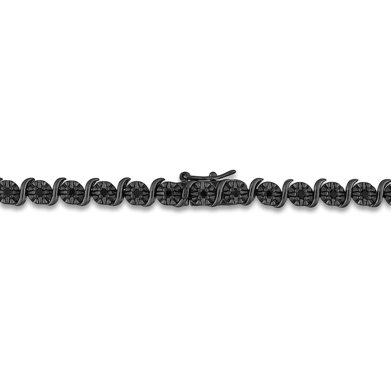 Main Image 2 of Black Diamond Tennis Bracelet 1 ct tw Round Sterling Silver 7.25"