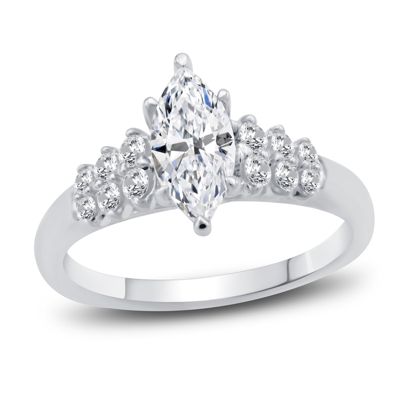 Main Image 1 of Diamond Engagement Ring 1 ct tw Marquise/Round 14K White Gold