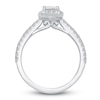 Thumbnail Image 2 of Diamond Halo Engagement Ring 7/8 ct tw Emerald/Round 14K White Gold