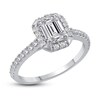 Thumbnail Image 5 of Diamond Halo Engagement Ring 7/8 ct tw Emerald/Round 14K White Gold