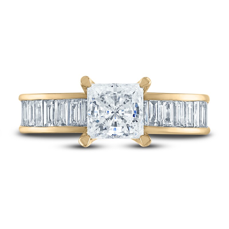 Vera Wang WISH Diamond Engagement Ring 2-1/4 ct tw Princess/Baguette 18K Yellow Gold