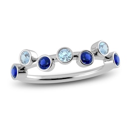 Juliette Maison Natural Aquamarine & Natural Blue Sapphire Ring 10K White Gold