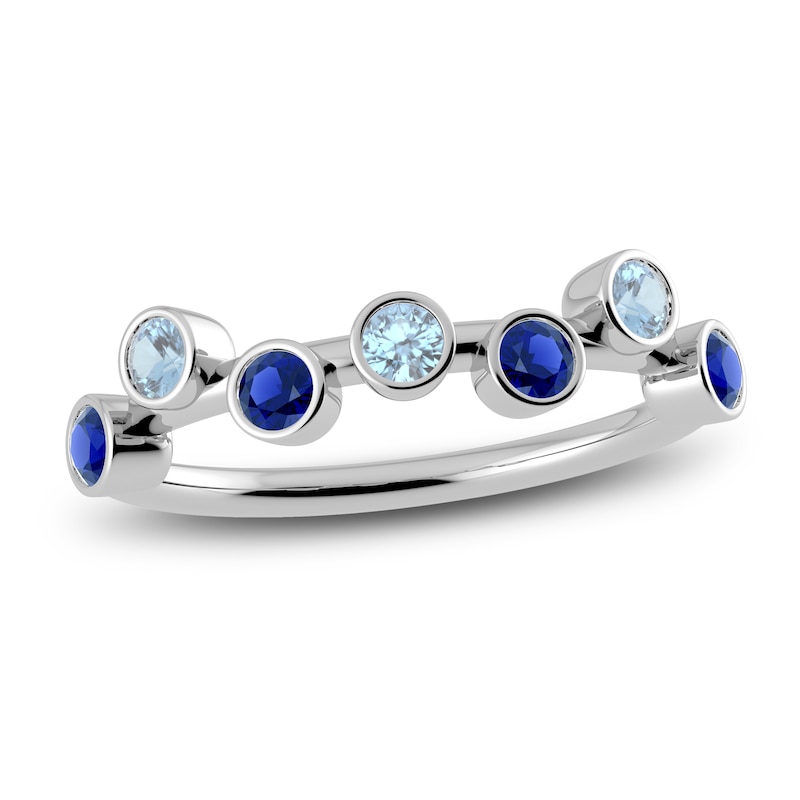 Main Image 1 of Juliette Maison Natural Aquamarine & Natural Blue Sapphire Ring 10K White Gold