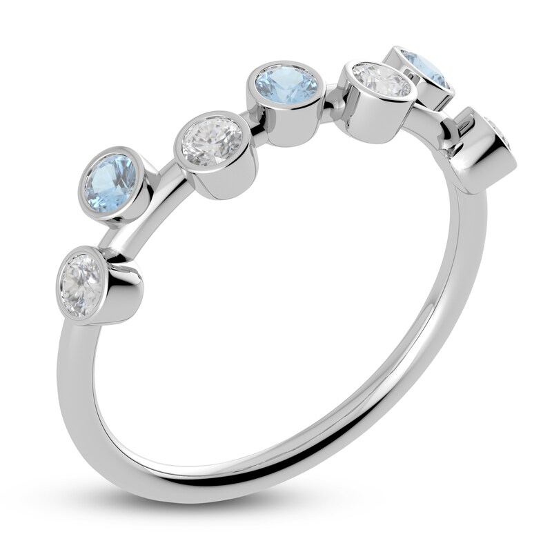 Main Image 2 of Juliette Maison Natural Aquamarine & Natural White Sapphire Ring 10K White Gold