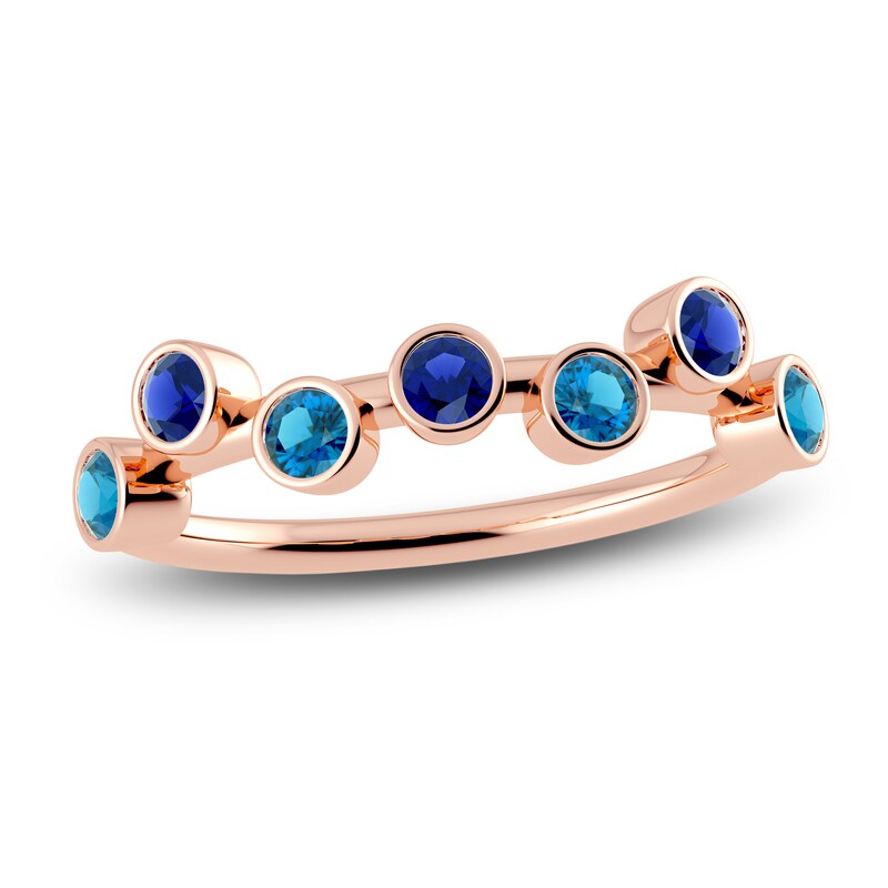 Main Image 1 of Juliette Maison Natural Blue Zircon & Natural Blue Sapphire Ring 10K Rose Gold