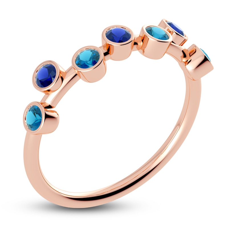 Main Image 2 of Juliette Maison Natural Blue Zircon & Natural Blue Sapphire Ring 10K Rose Gold