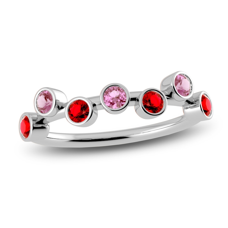 Main Image 1 of Juliette Maison Natural Pink Tourmaline & Natural Ruby Ring 10K White Gold