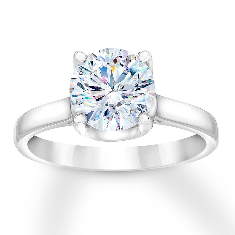 THE LEO First Light Diamond Solitaire Ring 2 ct 14K White Gold (I1/I)