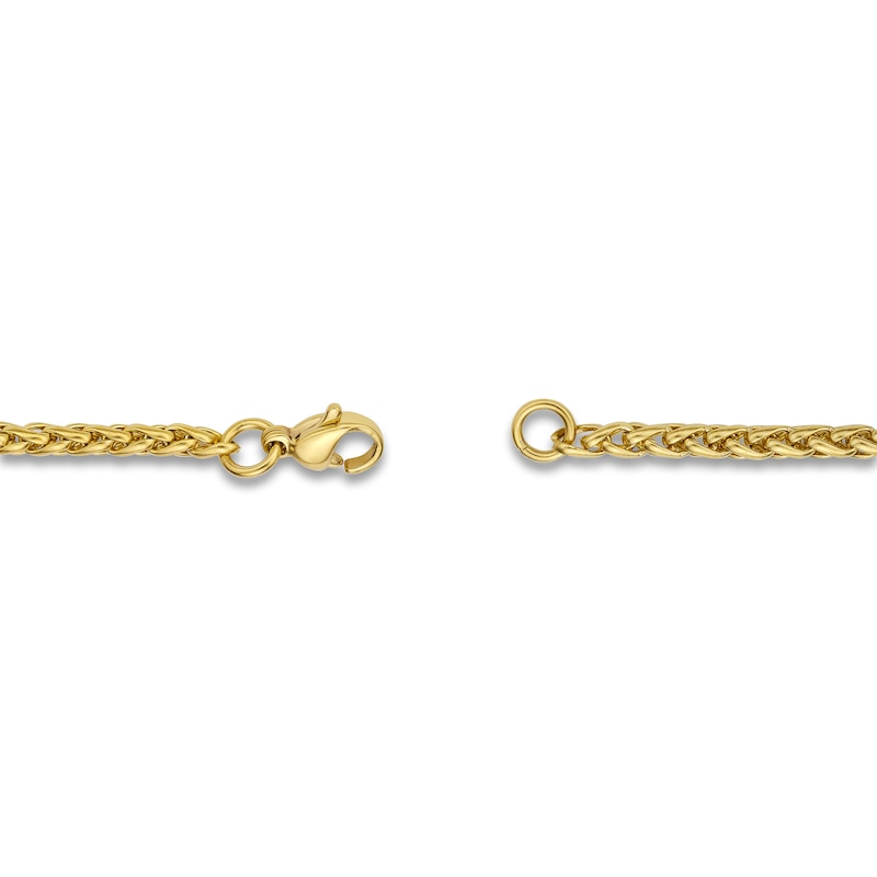 Main Image 3 of Men's Solid Wheat Chain Necklace Gold Ion-Plated Stainless Steel 30" 3mm