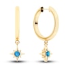 Juliette Maison Natural Blue Zircon Starburst Hoops 10K Yellow Gold