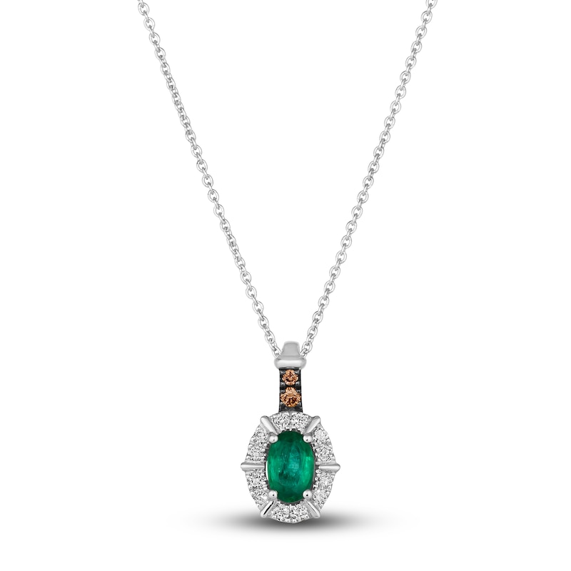 Main Image 1 of Le Vian Natural Emerald Necklace 1/8 ct tw Diamonds 14K Vanilla Gold