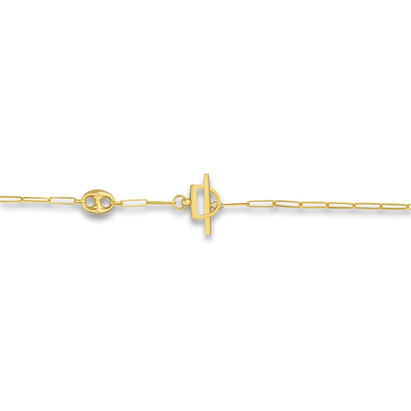 Main Image 3 of Paperclip & Mariner Link Toggle Chain Necklace 14K Yellow Gold