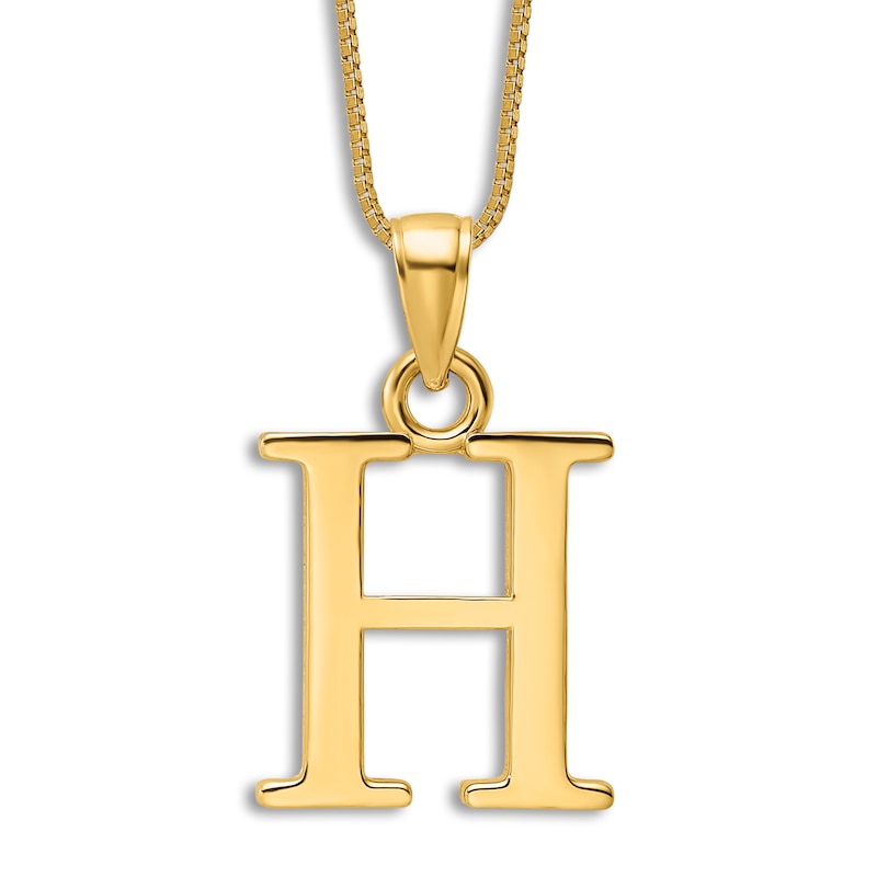 Main Image 1 of Initial H Necklace 14K Yellow Gold 18"