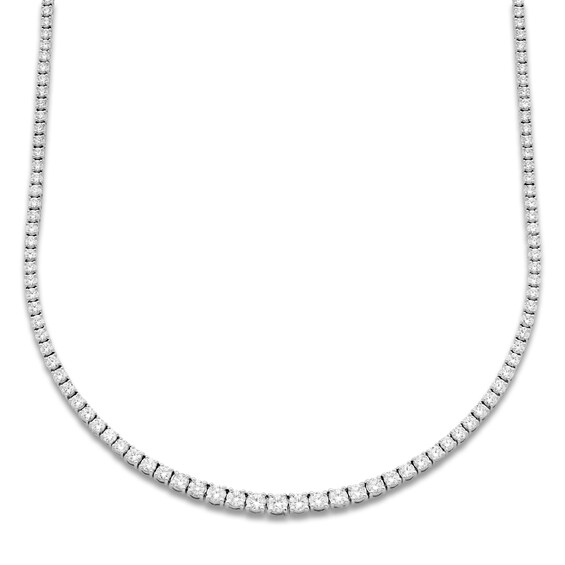 Diamond Tennis Necklace 7 ct tw Round 18K White Gold 16